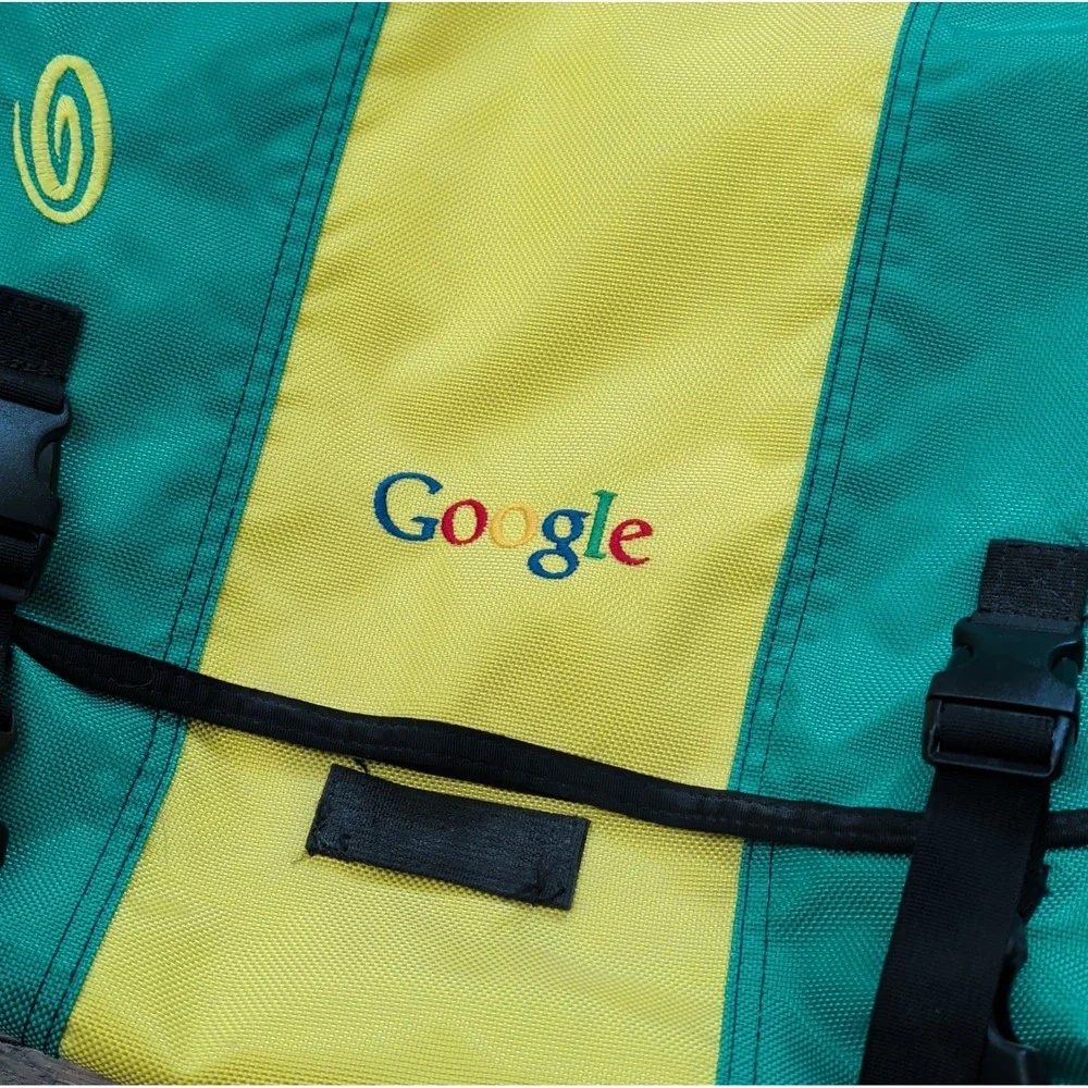 Vntg Timbuk2 Original Google Logo Messenger Bag Green Yellow 90s Y2K USA Made